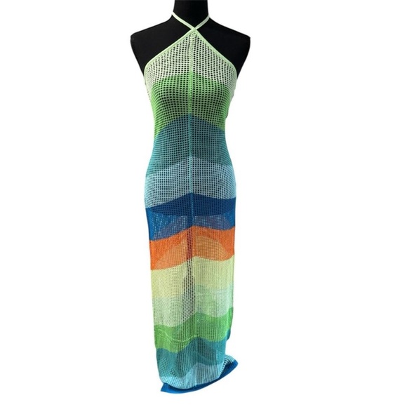 🌈 NWOT PQ SWIM Daria coverup Colorful Crochet Swim Cover-Up size XS/S - Picture 5 of 11